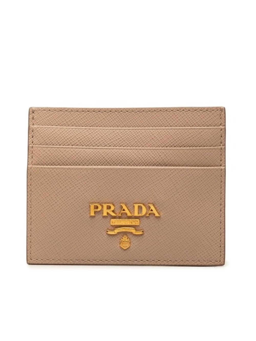 Prada Card Case Pink Beige Saffiano Leather